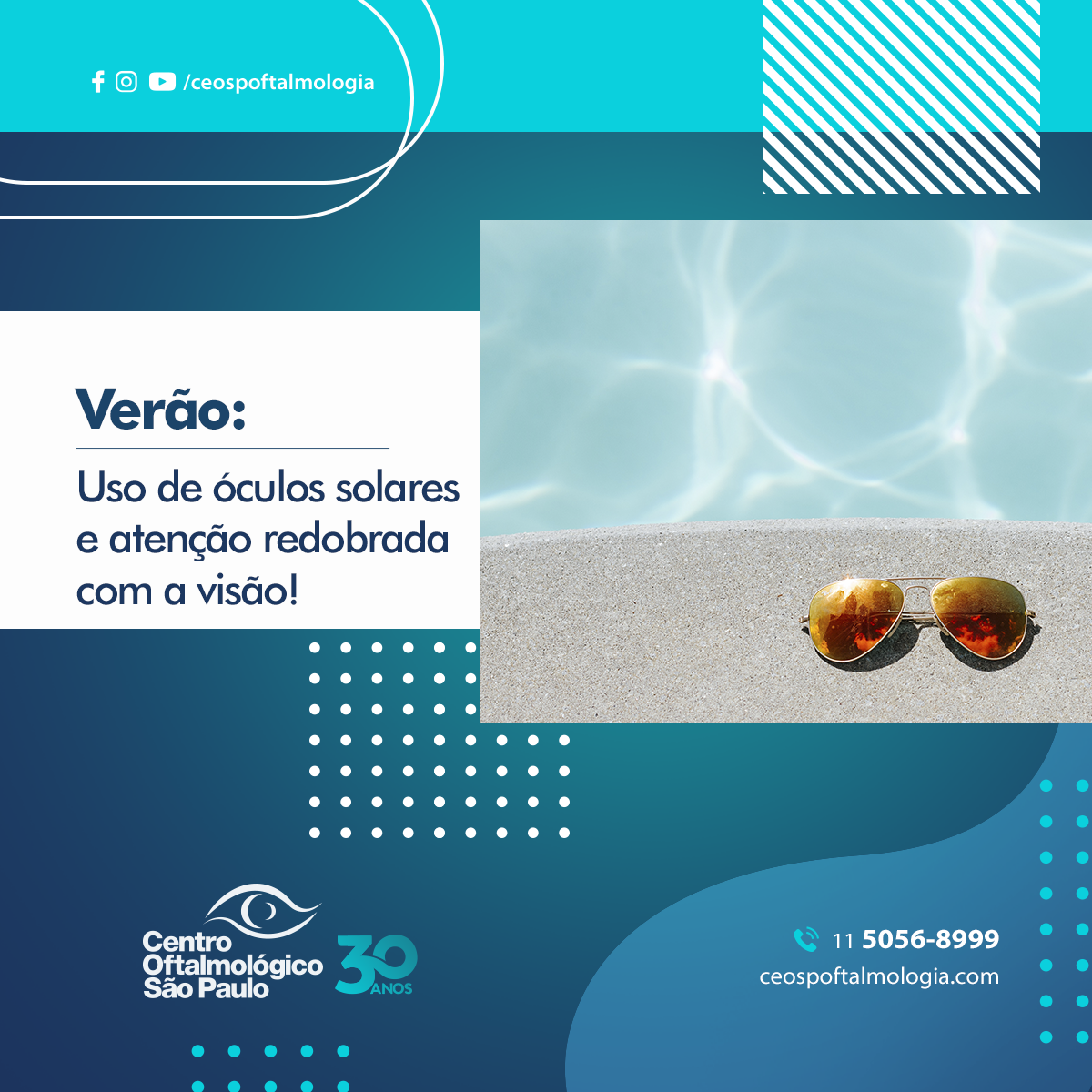 Verão:  Uso de óculos solares. Atenção redobrada com a visão!